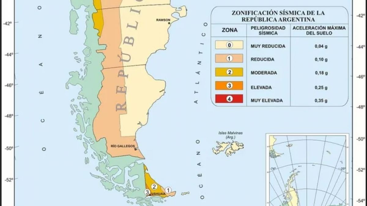 El INPRES clasificó a Tierra del Fuego como zona de peligrosidad sísmica elevada